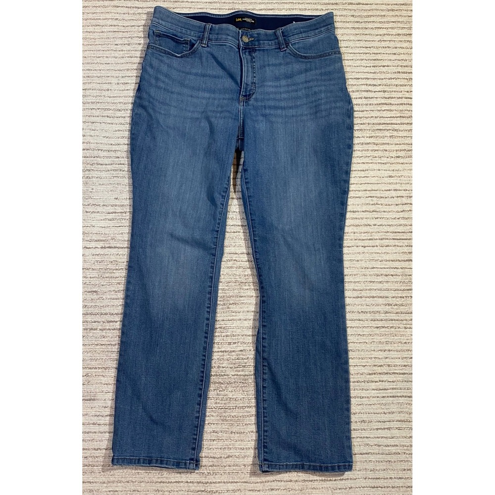 Lee Womens Flex Motion Regular‎ Fit Straight Leg Mid Rise Jeans Medium Wash 16M